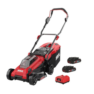 Elektrisk plæneklipper, børsteløs motor, Skil GM1E0130BA, med 2 batterier, 20 V, 2 Ah, klippebredde 34 cm