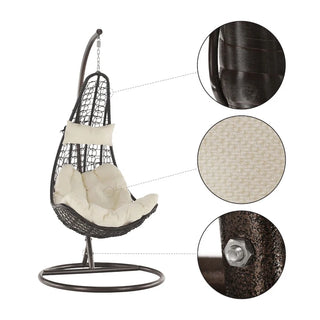 Hængestol Kalea New, til 1 person, metalstruktur, syntetisk rattan, brun + creme