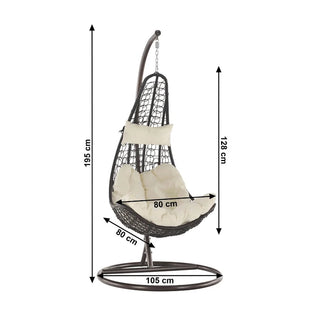 Hængestol Kalea New, til 1 person, metalstruktur, syntetisk rattan, brun + creme