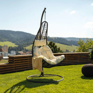 Hængestol Kalea New, til 1 person, metalstruktur, syntetisk rattan, brun + creme