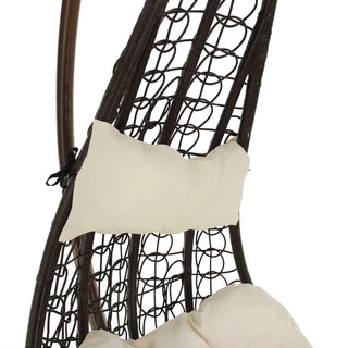 Hængestol Kalea New, til 1 person, metalstruktur, syntetisk rattan, brun + creme