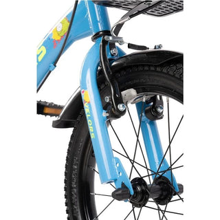 Velors V1601B børnecykel – 16", blå + grøn, 4–6 år, 1 gear, V-bremser, med støttehjul og cykelkurv