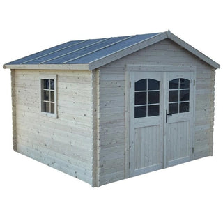 Haveskur / redskabsskur i træ Monde 3030.02 – 315 x 298 x 302 cm, dobbeltdør, vindue, naturfarve