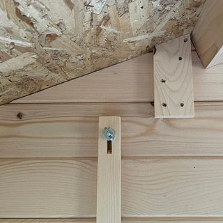 Haveskur / redskabsskur i træ Monde 3030.02 – 315 x 298 x 302 cm, dobbeltdør, vindue, naturfarve