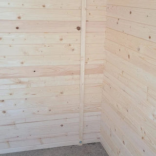 Haveskur / redskabsskur i træ Monde 3030.02 – 315 x 298 x 302 cm, dobbeltdør, vindue, naturfarve