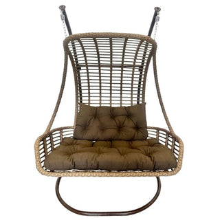 Duat hængestol til 2 personer – brun, med stålramme, 123 x 136 x 192 cm