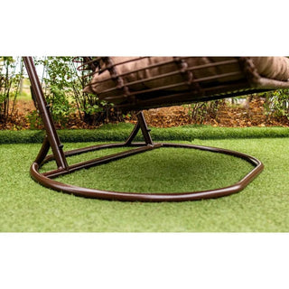 Duat hængestol til 2 personer – brun, med stålramme, 123 x 136 x 192 cm