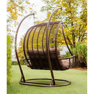 Duat hængestol til 2 personer – brun, med stålramme, 123 x 136 x 192 cm