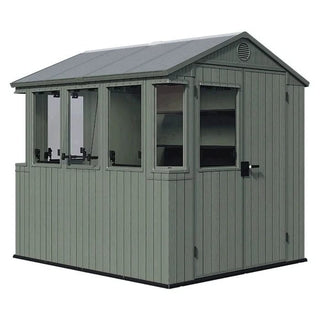 Keter Evotech Haveskur / Redskabsskur – 243,8 x 190 x 221 cm | Dobbelt dør | Grøn komposit