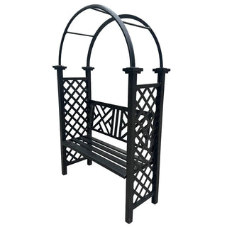 Havepergola i aluminium, klatrerosebue / blomsterstativ og bænk, 128 x 50 x 209 cm, Grandio Mob Retro