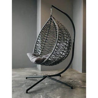 Hængestol Phoenix, til 1 person, metalramme, syntetisk rattan, grå – 122 x 105 x 192 cm