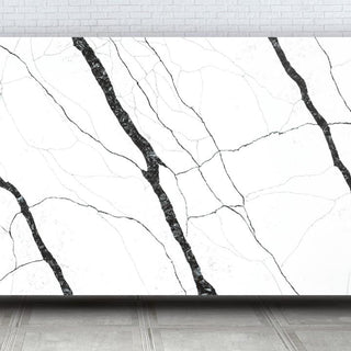 Quartz Calacatta Ajaccio 7300 – Kompositkvarts 320 × 82 × 2 cm