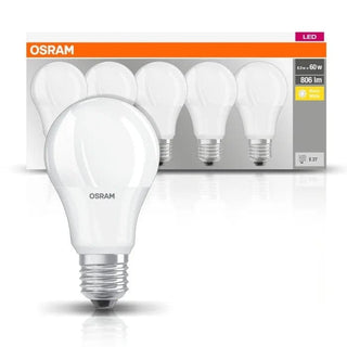 LED-pære Osram Classic A60 E27, Varmt lys 2700 K, Sæt med 5