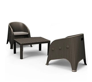 Olivia Asos Home, Have-/terrasse møbelsæt i rattan, 2 lænestole med hynder og 1 bord