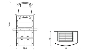 Linea Salo Kulgrill i Beton – 114 x 76 x 206 cm – Grå & Brun