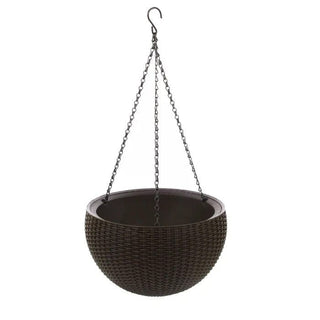 Hængepotte med syntetisk rattan, Brun, 35 cm
