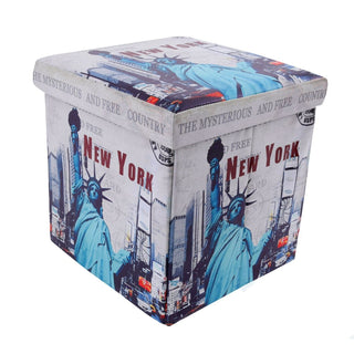 Puf Statue of Liberty med opbevaring, foldbar, firkantet, kunstlæder, 38 × 38 × 38 cm