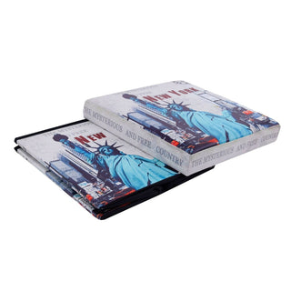 Puf Statue of Liberty med opbevaring, foldbar, firkantet, kunstlæder, 38 × 38 × 38 cm