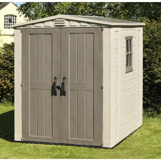Keter Factor Haveskur / Redskabsskur – 178 x 195,5 x 208 cm | Dobbelt dør | PVC | Beige/Grå