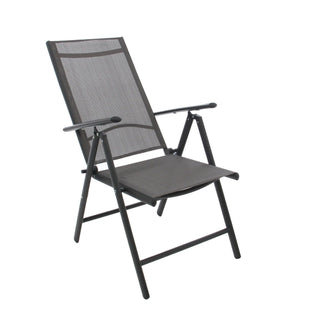 Foldbar havestol D85116-AS, Metal og tekstil, Mørkegrå og sort
