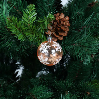 Julekugler – Orange, plast, 6 cm, runde, sæt med 6 stk.
