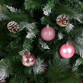 Julekugler – Rosa, plast, 6 cm, runde, sæt med 12 stk.