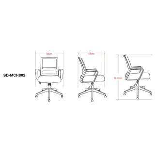 Ergonomisk kontorstol SD-MCH802 med lændestøtte, drejelig, mesh