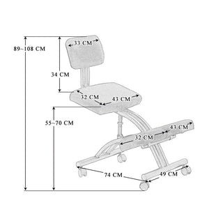 Ergonomisk kontorstol OFF 094, med knæstøtte og lændestøtte, justerbar, stof