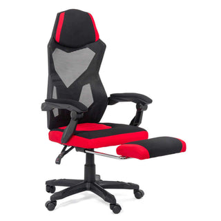 Gamerstol OFF 304 med fodstøtte og lændestøtte, drejelig, stof og mesh