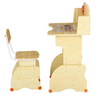 Skrivebord og stol til børn – højdejusterbart – natur – 75 x 105 x 48 cm