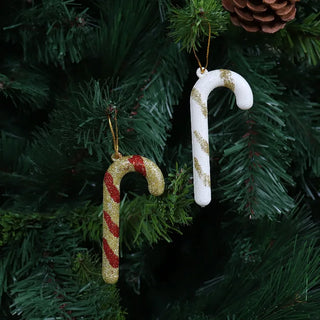 Juledekoration – Julestokke, rød, hvid & guld, 8,5 cm, skum, 10 stk. sæt