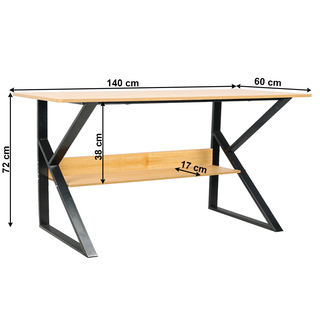 Skrivebord Tarcal med hylde, til computer, 140 × 60 × 72 cm