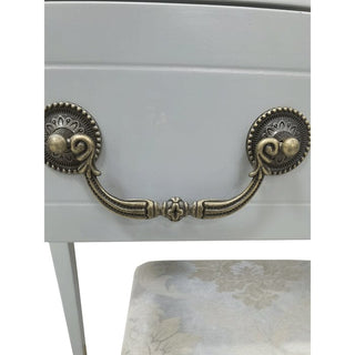 Sminkebord med spejl og skammel – Regina – grå – 80 x 40 x 142 cm