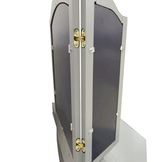 Sminkebord med spejl og skammel – Regina – grå – 80 x 40 x 142 cm