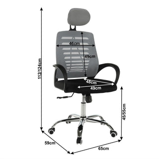 Kontorstol Elmas, ergonomisk med nakkestøtte, drejelig, stof og mesh