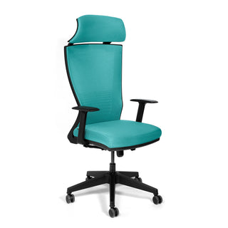 Ergonomisk kontorstol Udine med lændestøtte og nakkestøtte, drejelig, mesh