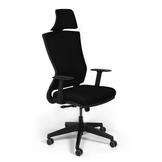 Ergonomisk kontorstol Genova med lændestøtte og nakkestøtte, drejelig, mesh