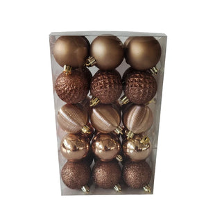Julekugler – Brun, 5 cm, plast, 30 stk. sæt