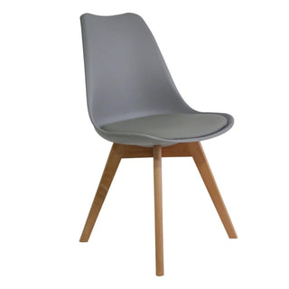 Spisebordsstol XRB-053-D1, Polstret, Naturtræ, Grå