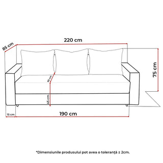 Sovesofa Neptun Lux, 3 personer, med opbevaring, 220 × 87 × 70 cm