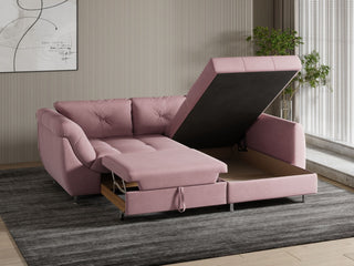 Hjørnesofa Merlin med sovefunktion, 4 personer, venstrevendt, med opbevaring, 230 × 190 × 93 cm