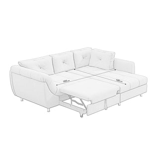 Hjørnesofa Merlin med sovefunktion, 4 personer, venstrevendt, med opbevaring, 230 × 190 × 93 cm