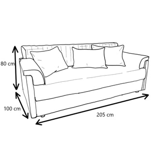 Sovesofa Nadia, 3 personer, med opbevaring, 205 × 100 × 80 cm