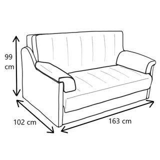 Sovesofa Nolia, 2 personer, med opbevaring, 163 × 102 × 99 cm
