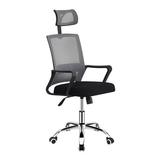 Ergonomisk kontorstol Dikan med lændestøtte og nakkestøtte, drejelig, mesh og stof