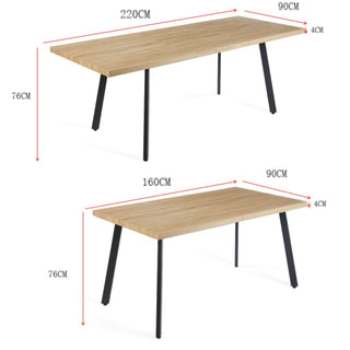 Spisebord Hope med udtræk, rektangulært, 8 personer, 160/220 × 90 × 76 cm