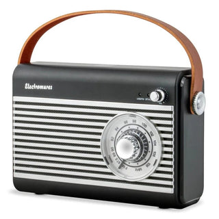 Radio med Bluetooth Electromures EM 1007 – Retro Design, FM, 5 W, USB, AUX, Sort & Sølv