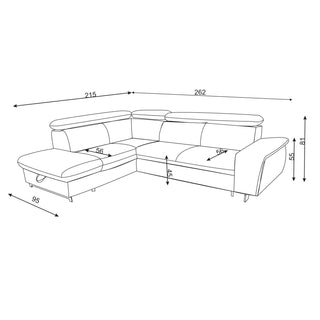 Hjørnesofa Emma med sovefunktion, højrevendt, 3 personer, med opbevaring, 262 × 215 × 97 cm