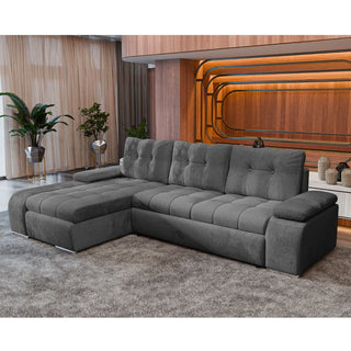 Hjørnesofa Thasos med sovefunktion, 5 personer, højrevendt, med opbevaring, 290 × 170 × 90 cm