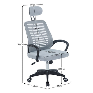 Ergonomisk kontorstol Edred med nakkestøtte, drejelig, stof